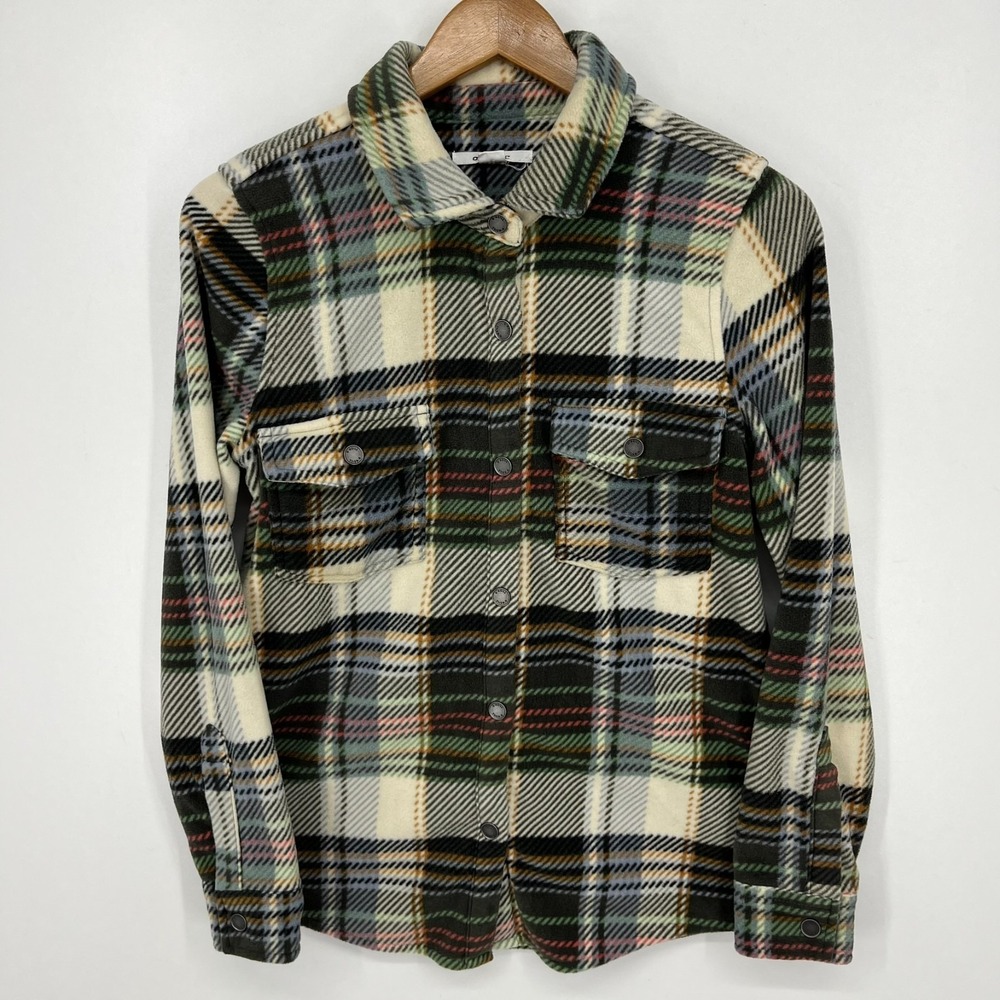 O'Neill Fleece Shirt Jacket Women's Size S Multicolor Plaid‎ Button Snap